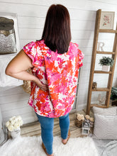 Load image into Gallery viewer, Plus Size Floral Print Ruffled Sleeve Top
