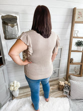 Load image into Gallery viewer, Khaki Ruffled Sleeve Knit Top
