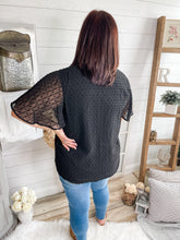 Load image into Gallery viewer, Lace Trim V Neck Swiss Dot Flutter Sleeve Top
