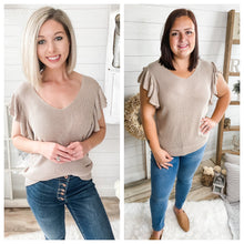 Load image into Gallery viewer, Khaki Ruffled Sleeve Knit Top

