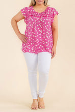 Load image into Gallery viewer, Plus Size Pink &amp; Floral Ruffled Top (Sizes: 1XL-5XL)
