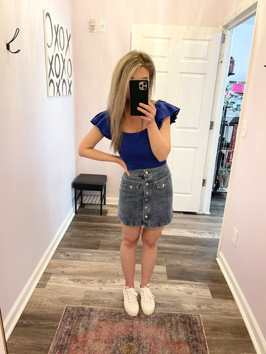 Button Down Denim Skirt