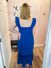 Load image into Gallery viewer, Cobalt Blue Smocked &amp; Lace Detailed Maxi Dress
