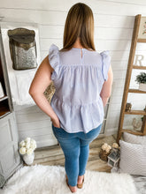 Load image into Gallery viewer, Blue Seersucker Inspired Lightweight Top
