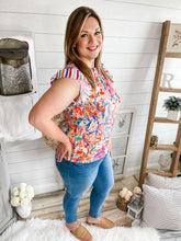Load image into Gallery viewer, Lilly Inspired Floral &amp; Striped Lightweight Top
