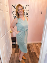 Load image into Gallery viewer, Plus Size Dusty Green Drawstring Dress
