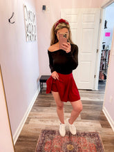 Load image into Gallery viewer, Wine Flared Pleated Skort (Built In Shorts) Garnet University of South Carolina USC Gameday
