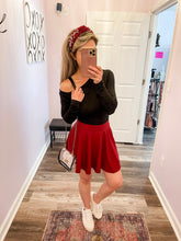 Load image into Gallery viewer, Wine Flared Pleated Skort (Built In Shorts) Garnet University of South Carolina USC Gameday
