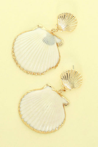 Scalloped Shell With Gold Lining Earrings