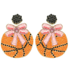 Load image into Gallery viewer, Basketball With Pink Bow Earrings
