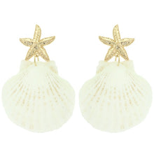 Load image into Gallery viewer, Gold Starfish &amp; Scalloped Seashell Earrings
