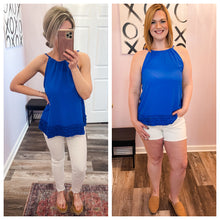Load image into Gallery viewer, Royal Blue Ruffled Bottom Halter Top
