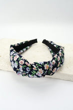 Load image into Gallery viewer, Black &amp; Floral Print Knotted Headband
