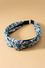 Load image into Gallery viewer, Teal &amp; Floral Print Knotted Headband
