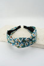 Load image into Gallery viewer, Teal &amp; Floral Print Knotted Headband
