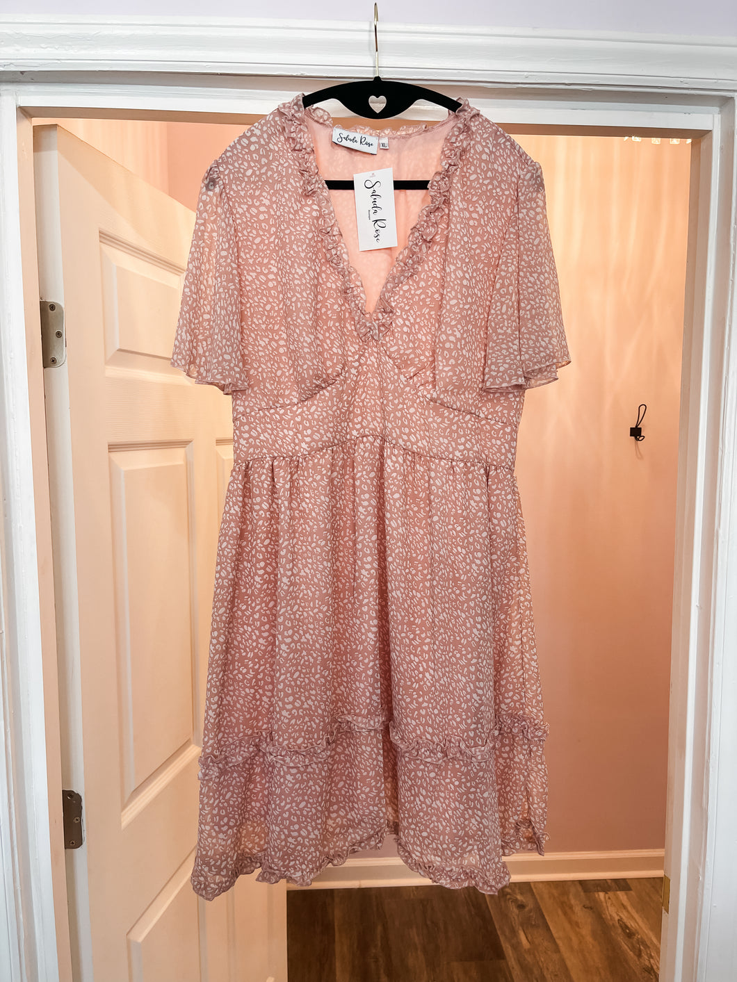 Pink Pebble Print V-Neck Dress