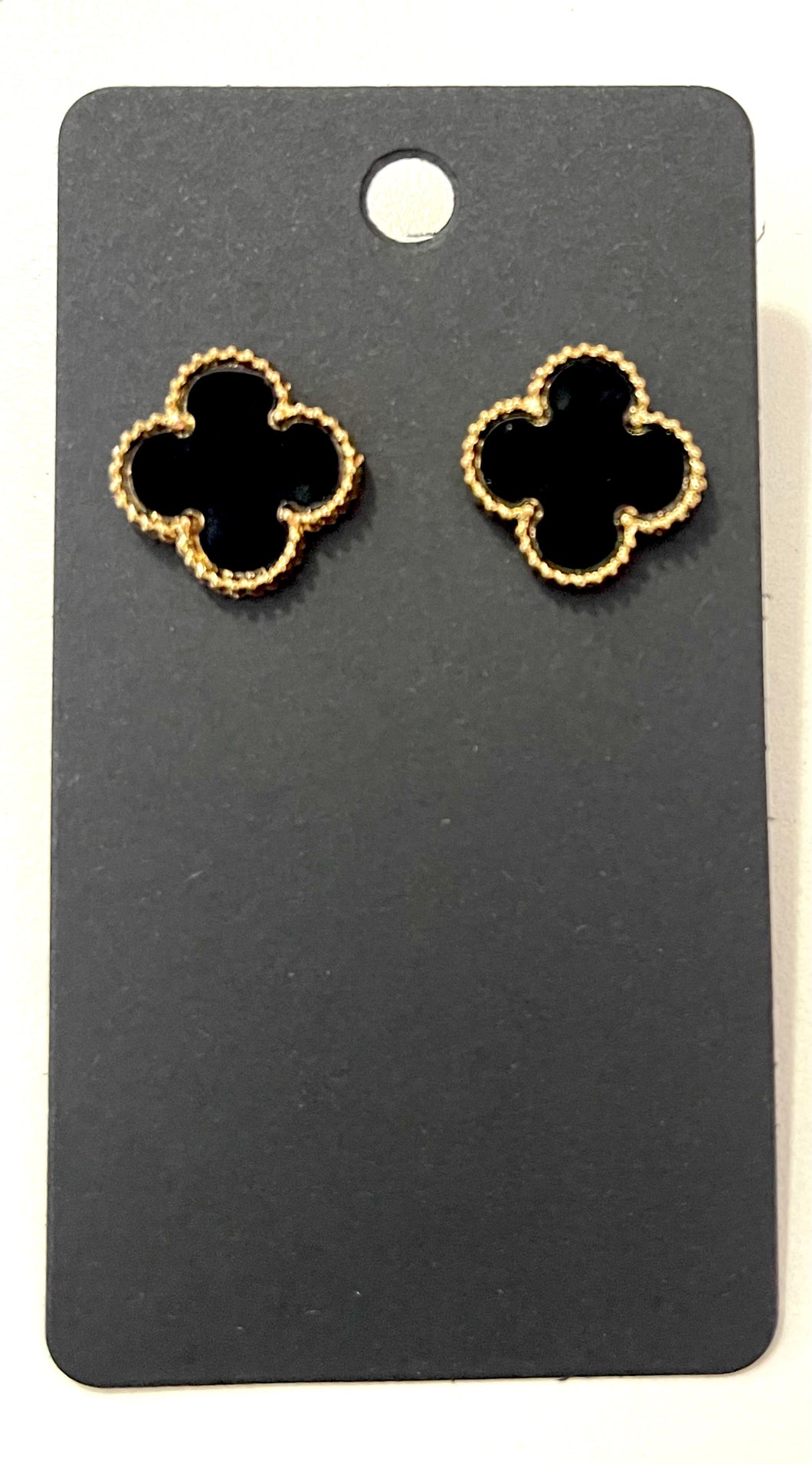 Black Four Leaf Clover Studs