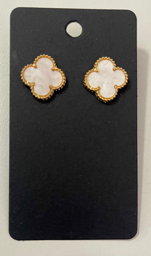 Black Four Leaf Clover Studs