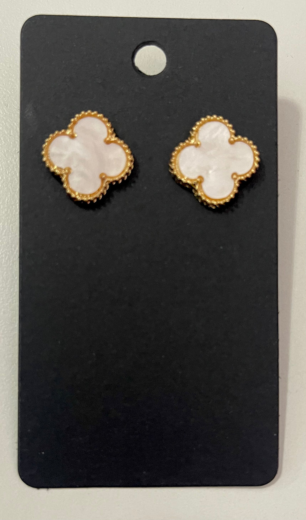 Black Four Leaf Clover Studs