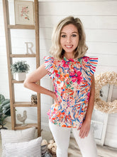 Load image into Gallery viewer, Lilly Inspired Floral &amp; Striped Lightweight Top
