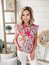 Load image into Gallery viewer, Lilly Inspired Floral &amp; Striped Lightweight Top

