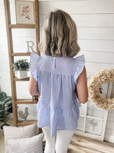 Load image into Gallery viewer, Blue Seersucker Inspired Lightweight Top
