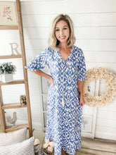 Load image into Gallery viewer, Blue Geometric Tassel Maxi Dress
