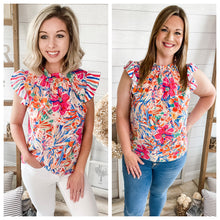 Load image into Gallery viewer, Lilly Inspired Floral &amp; Striped Lightweight Top
