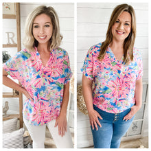 Load image into Gallery viewer, Lilly Inspired Floral V Neck Lightweight Top
