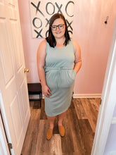 Load image into Gallery viewer, Plus Size Dusty Green Drawstring Dress
