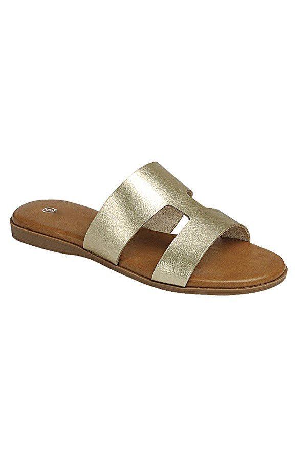 Gold H Band Sandals