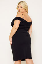 Load image into Gallery viewer, Plus Size Black Criss Cross Off Shoulder Dress
