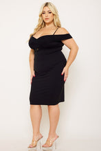 Load image into Gallery viewer, Plus Size Black Criss Cross Off Shoulder Dress
