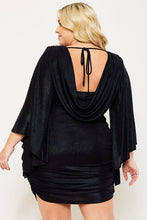 Load image into Gallery viewer, Plus Size Black Metallic Foil Kimono Sleeve Dress

