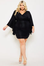 Load image into Gallery viewer, Plus Size Black Metallic Foil Kimono Sleeve Dress
