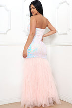 Load image into Gallery viewer, Iridescent &amp; Blush Pink Sequin Tube Top Lower Mesh Dress
