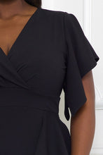 Load image into Gallery viewer, Plus Size Black Ruffled Sleeve Detailed Dress
