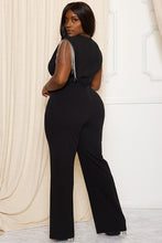 Load image into Gallery viewer, Plus Size Black Rhinestone Fringe Sleeve Jumpsuit
