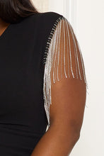 Load image into Gallery viewer, Plus Size Black Rhinestone Fringe Sleeve Jumpsuit
