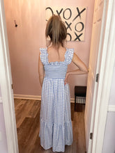 Load image into Gallery viewer, Blue &amp; White Gingham Maxi Dress
