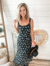 Load image into Gallery viewer, Black Floral Print Midi Dress
