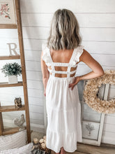 Load image into Gallery viewer, White Open Back Crossed Cotton Midi Dress
