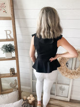 Load image into Gallery viewer, Black Ruffled Peplum Top
