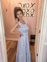 Load image into Gallery viewer, Blue &amp; White Gingham Maxi Dress
