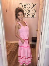 Load image into Gallery viewer, Squared Neck Pink &amp; Red Maxi Dress
