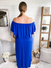 Load image into Gallery viewer, Plus Size Royal Blue Off Shoulder Maxi Dress
