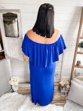 Load image into Gallery viewer, Plus Size Royal Blue Off Shoulder Maxi Dress
