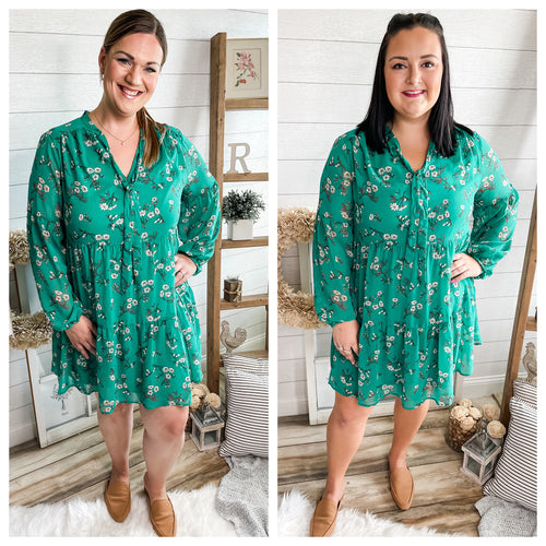 Plus Size Teal Floral Dress