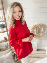 Load image into Gallery viewer, Red Tie Back Long Sleeve Top
