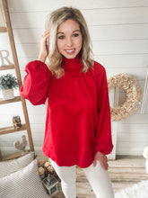 Load image into Gallery viewer, Red Tie Back Long Sleeve Top
